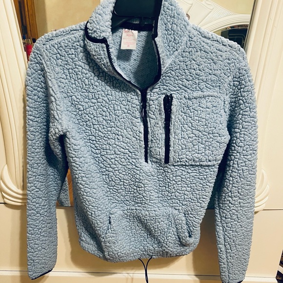 Light Blue Teddy Half-Zip Sweater - Picture 2 of 4